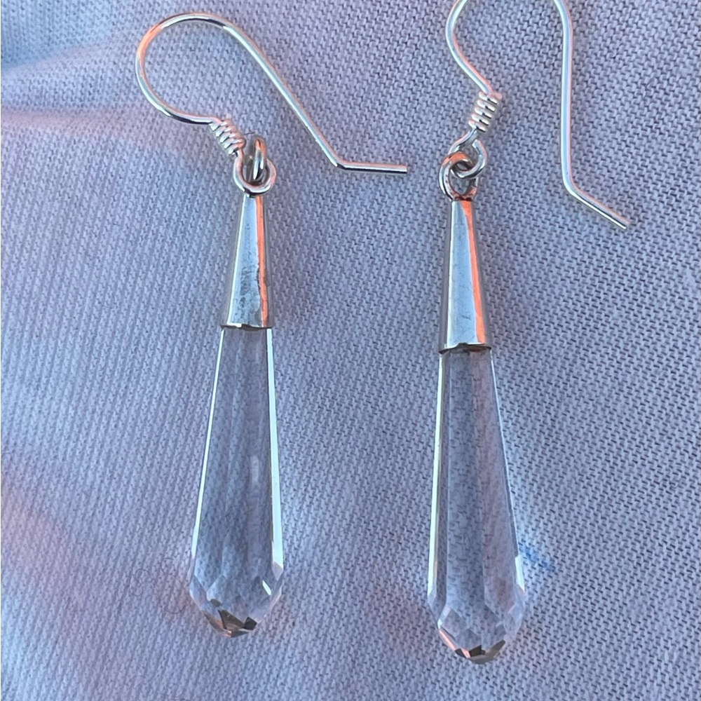 Clear Quartz Earrings – 925 Sterling Silver